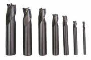 HSS end mill set, 2 cutting edges, 7 pieces