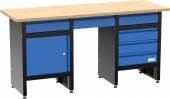 Arbejdsbord GW 6/1 XL � 1709 mm med 6 skuffer og skab Black Line
