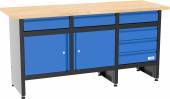 Arbejdsbord GW 6/2 XL � 1709 mm med 6 skuffer og 2 skabe Black L